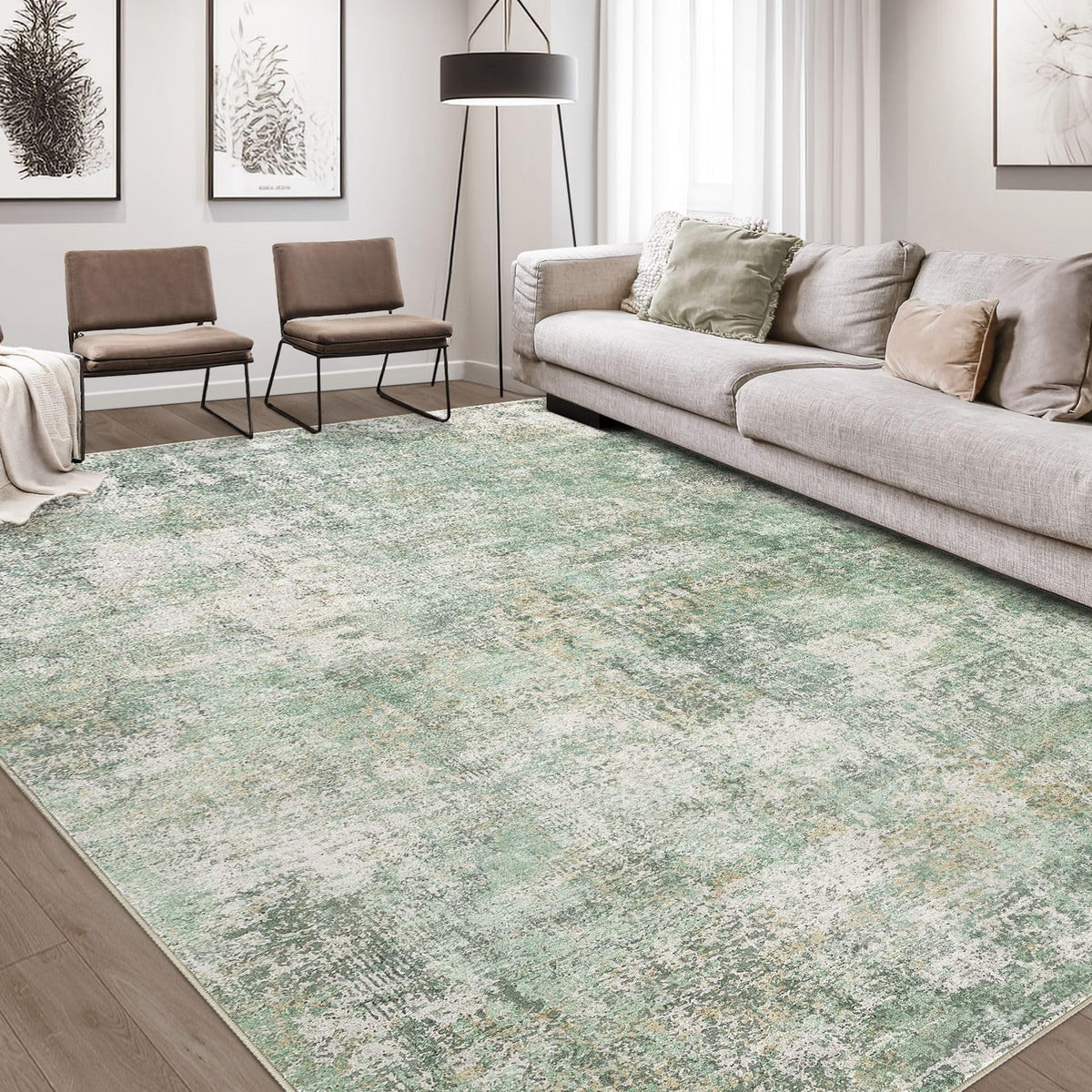 DMOYEST Area Rug Living Room Rugs 9x12 Washable Abstract Grey Carpet