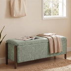 Usaint 47" Fabric Upholstered End of Bed Storage Ottoman Bench, Beige