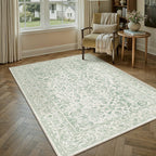 PureCozy Blue 6x6 Round Area Rug Vintage Washable Carpet Non Slip