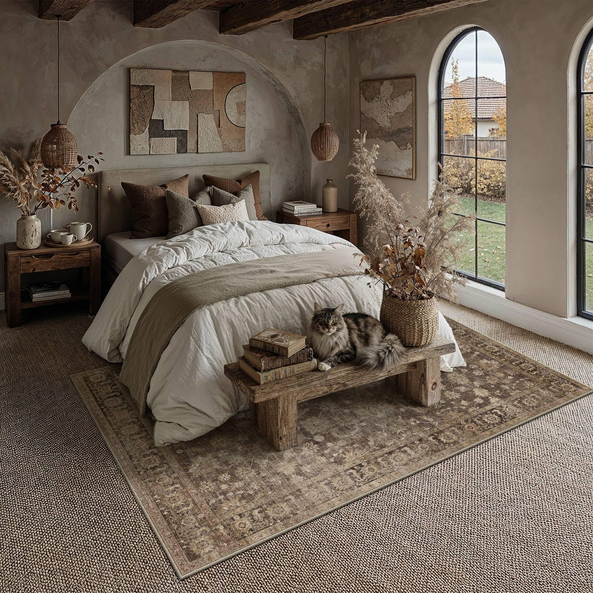 HUGEAR 8x10 Beige Neutral Area Rugs Washable Rug Carpet