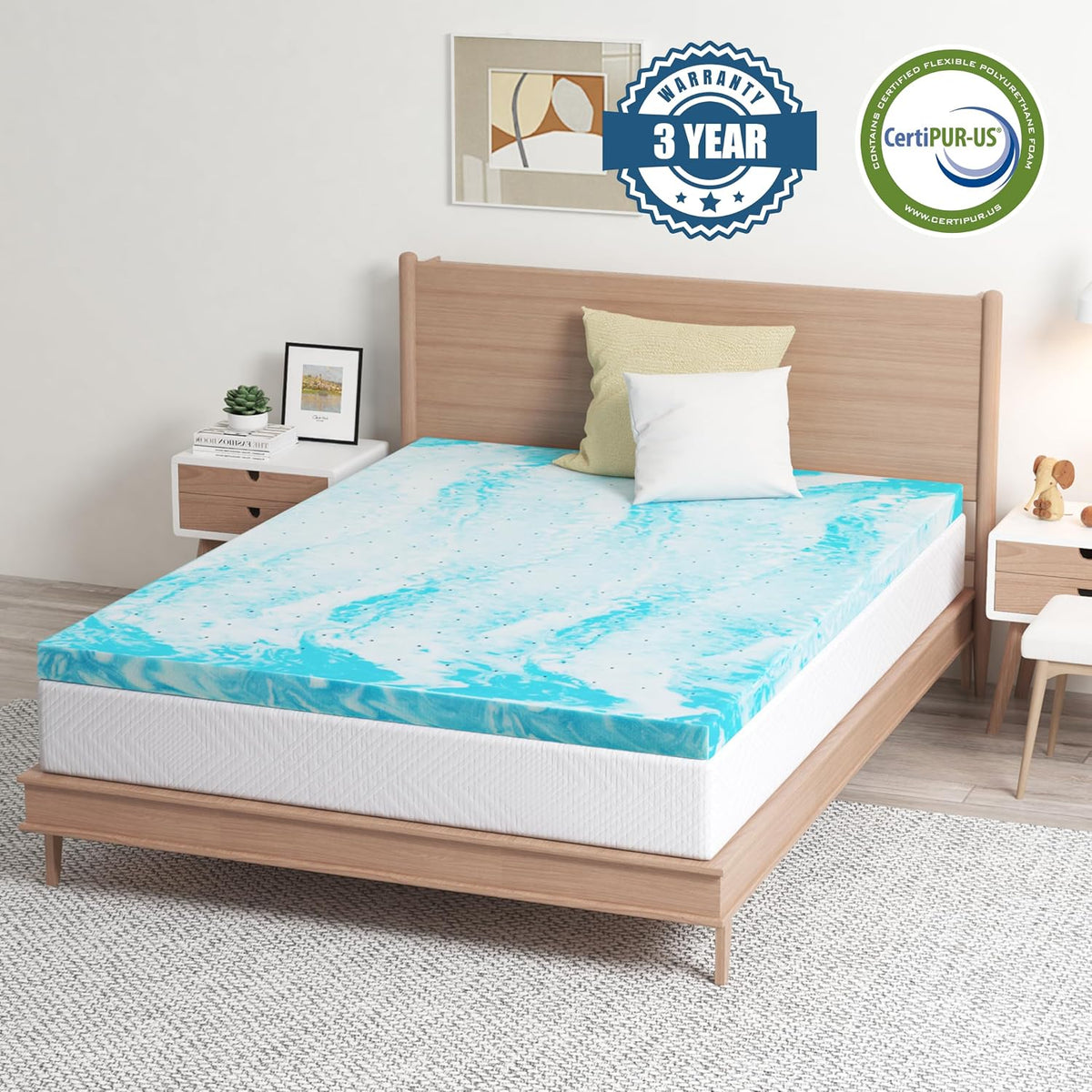 EGO 3 Inch King Mattress Topper Gel Memory Foam for Pressure Relief