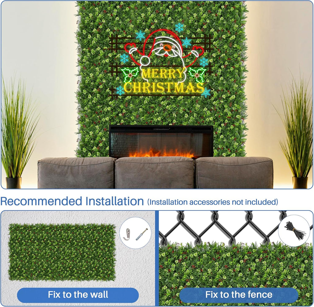 ECOOPTS 20"x20" Faux Ivy Privacy Fence Screen Artificial Boxwood Panels Topiary Hedge Plants for Indoor Outdoor Decoration, #16 Mixed Leaves, 15 Packs