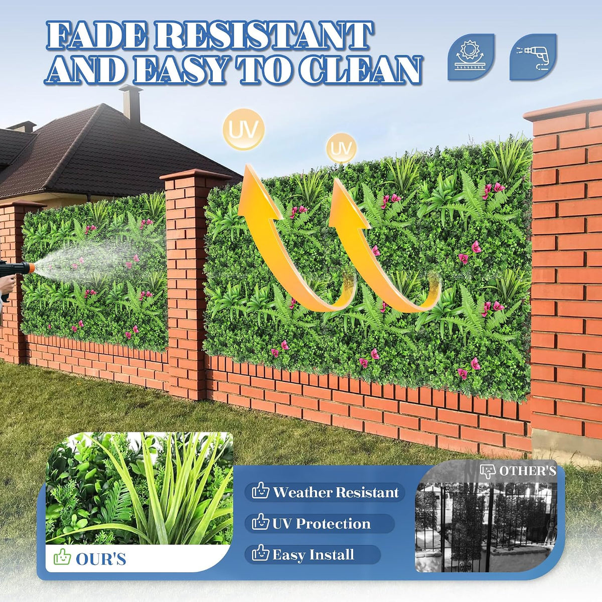ECOOPTS 20"x20" Faux Ivy Privacy Fence Screen Artificial Boxwood Panels Topiary Hedge Plants for Indoor Outdoor Decoration, 12 Mixed Leaves, 30 Packs