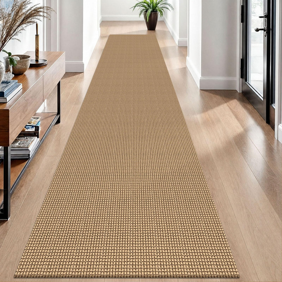 EARTHALL Woven Area Rugs 6x9 Ft Washable Living Room Rugs Non Slip Rubber Backed Dining Room Rug Braided Bedroom Rugs Indoor Floor Carpet for Living Room, Bedroom, Dining Room, Beige/Ivory