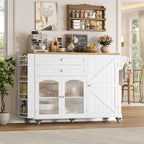 FINETONES 52" Kitchen Island with Storage, Rolling Kitchen Carts on Wheels