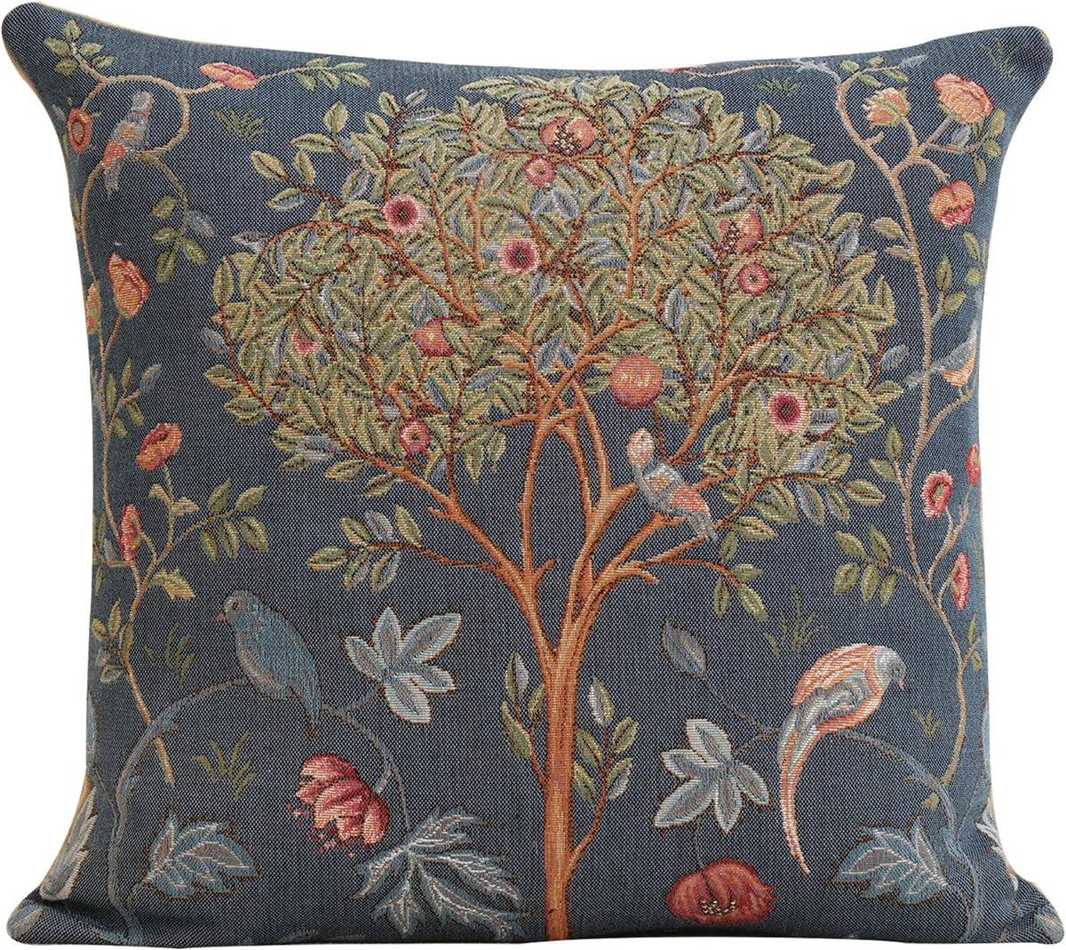 William Morris Kelmscott Tree Blue Tapestry Throw Pillow Cover 19 x 19 in