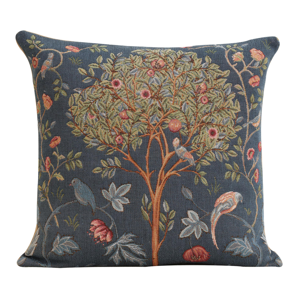 William Morris Kelmscott Tree Blue Tapestry Throw Pillow Cover 19 x 19 in