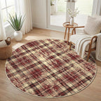 Modern Washable 8x10 Area Rug - Soft, Non-Slip, Stain Resistant, Farmhouse Tartan Plaid for Living Room, Bedroom, Nursery, Office - Beige