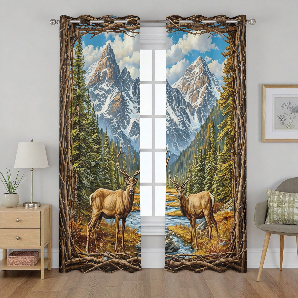 Chicken Curtains for Bedroom, Botanical Leave Chicken Curtains
