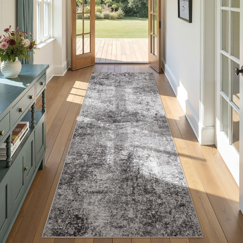 DMOYEST Area Rug Living Room Rugs 9x12 Washable Abstract Grey Carpet