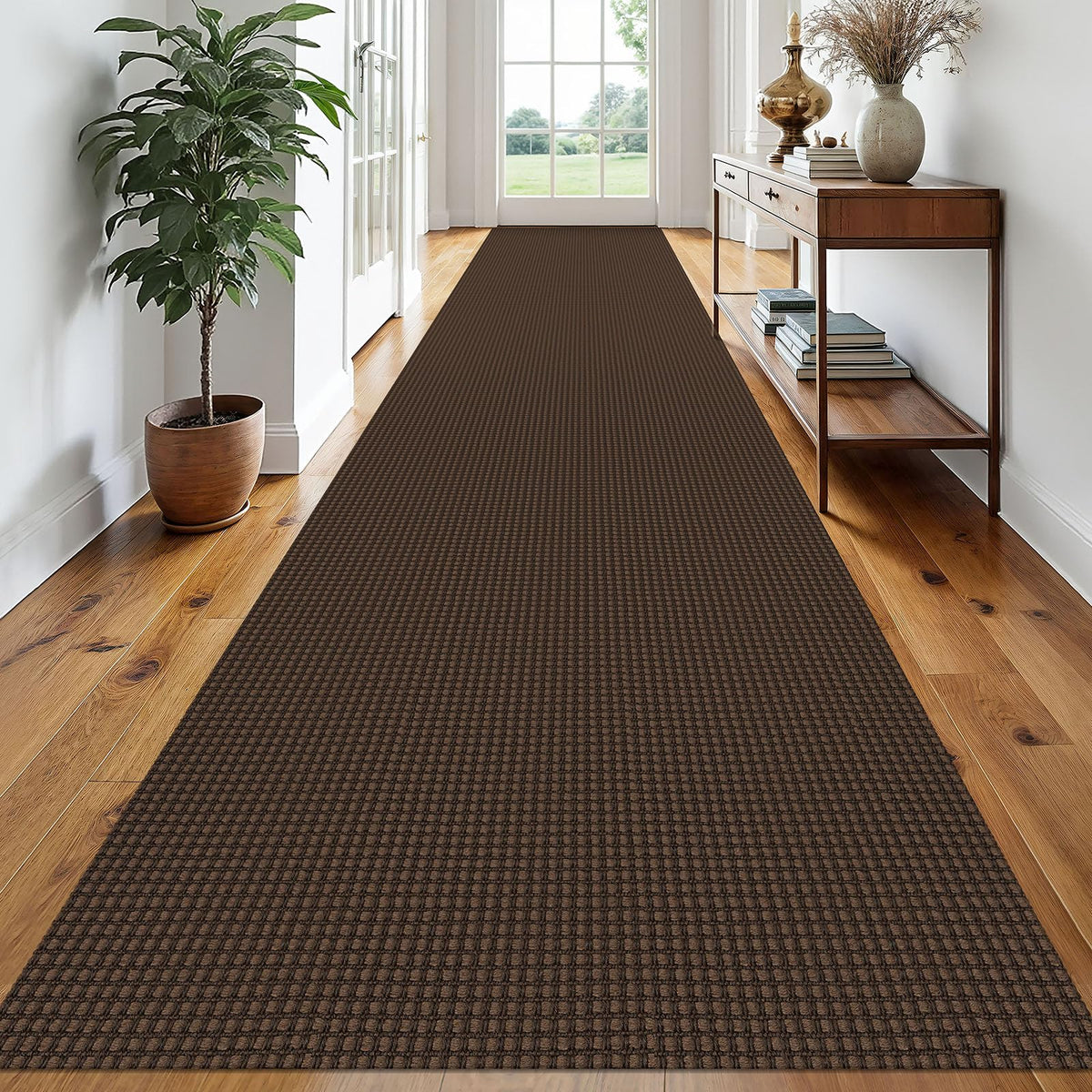 EARTHALL Woven Area Rugs 6x9 Ft Washable Living Room Rugs Non Slip Rubber Backed Dining Room Rug Braided Bedroom Rugs Indoor Floor Carpet for Living Room, Bedroom, Dining Room, Beige/Ivory