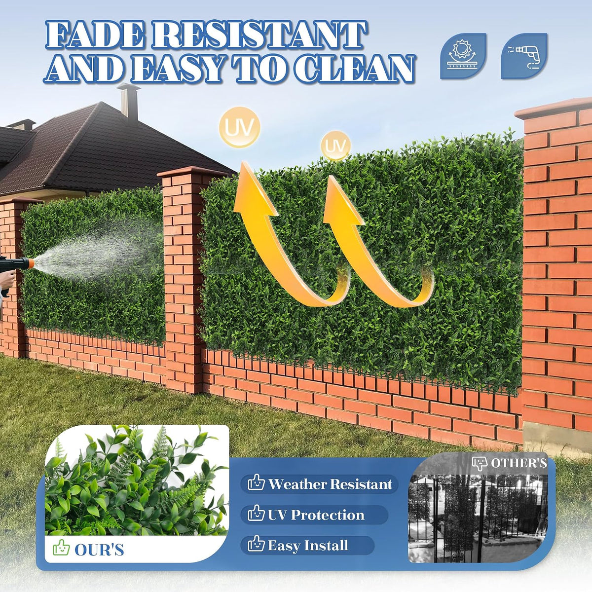 ECOOPTS 20"x20" Faux Ivy Privacy Fence Screen Artificial Boxwood Panels Topiary Hedge Plants for Indoor Outdoor Decoration, #9 Mixed Leaves, 23 Packs