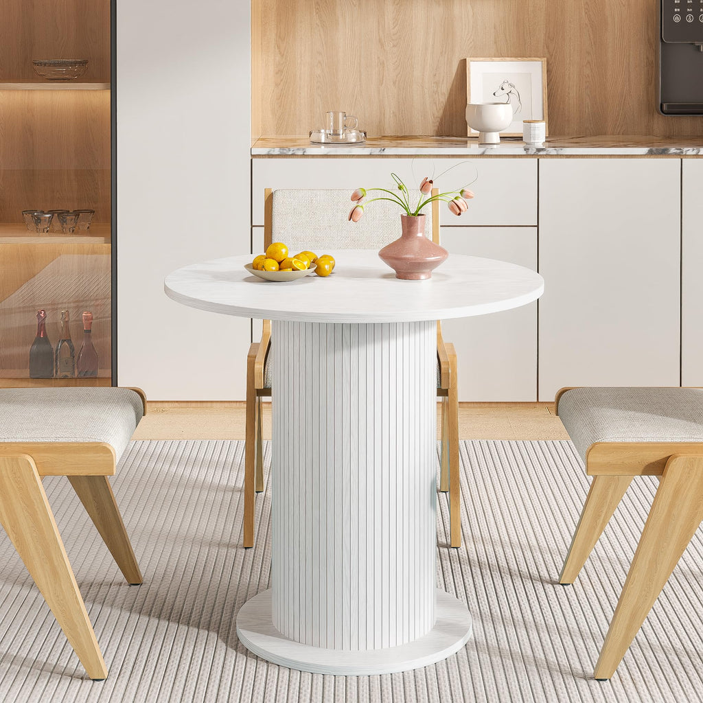 31.5 inch Round Dining Table for 2, Modern Farmhouse Kitchen Table