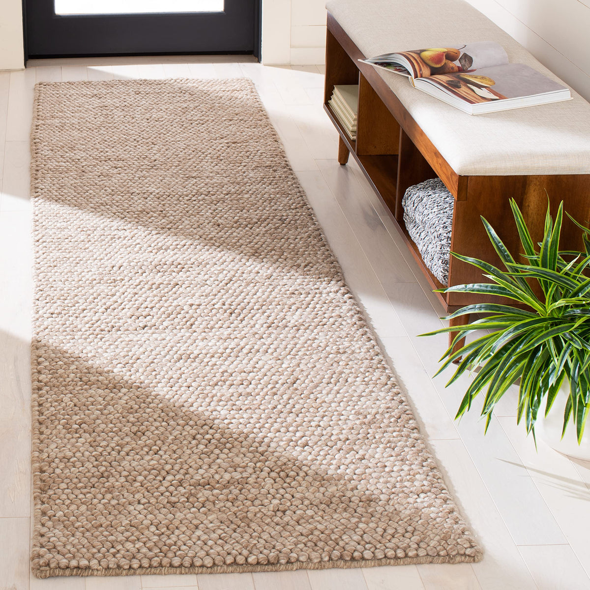 SAFAVIEH Natura Runner Rug 2x6 Wool Knotted, Beige NAT620B