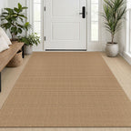 EARTHALL Woven Area Rugs 6x9 Ft Washable Living Room Rugs Non Slip Rubber Backed Dining Room Rug Braided Bedroom Rugs Indoor Floor Carpet for Living Room, Bedroom, Dining Room, Beige/Ivory