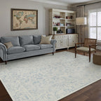 PureCozy Blue 6x6 Round Area Rug Vintage Washable Carpet Non Slip