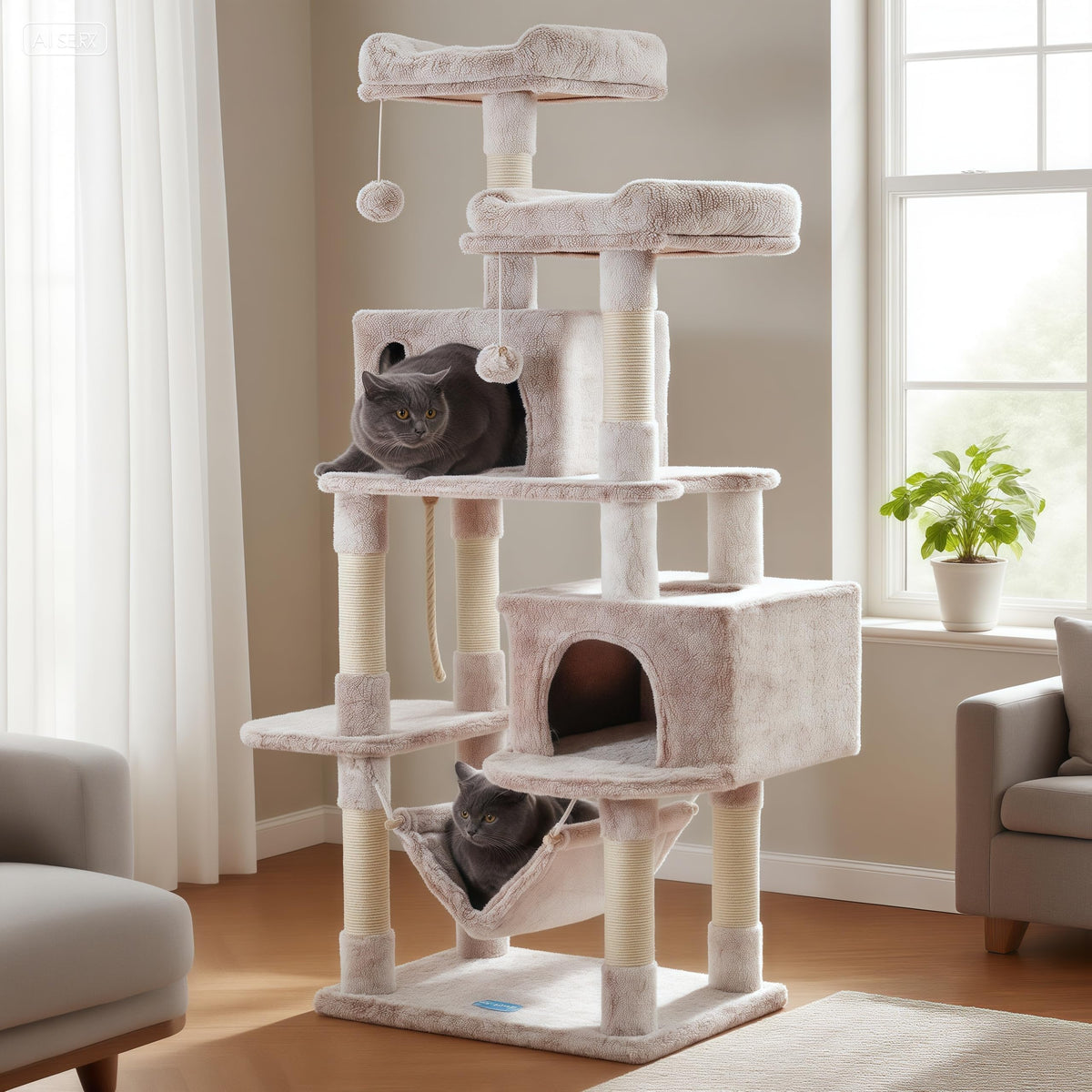 Hey-brother Cat Tree Tower with Sisal Scratching Posts, Big Condo, MPJ020W