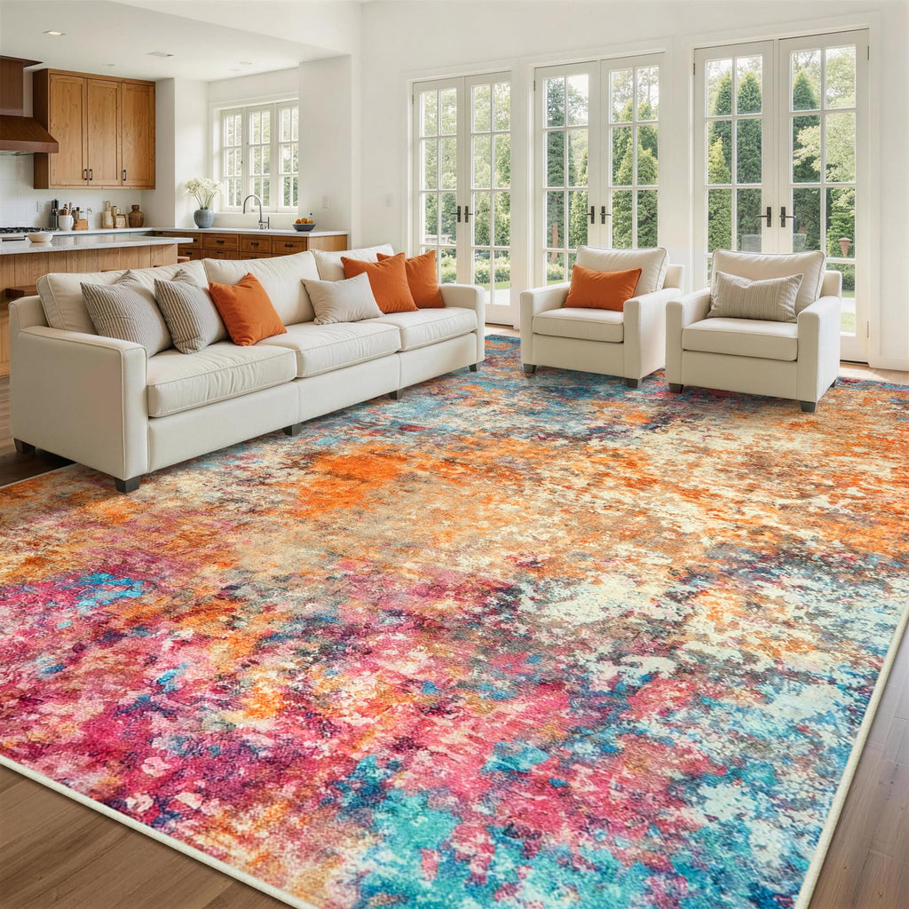 8x10 Area Rugs for Living Room Washable Bedroom Dining Room Blue Grey