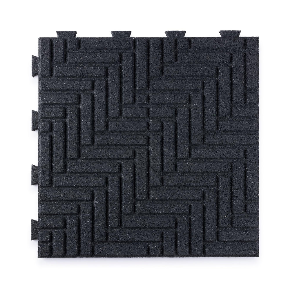 Playsafer Herringbone Rubber Interlocking Tiles | 16 X 16 | Easy Install for Indoor and Outdoor Use (Red, 20 Tiles)