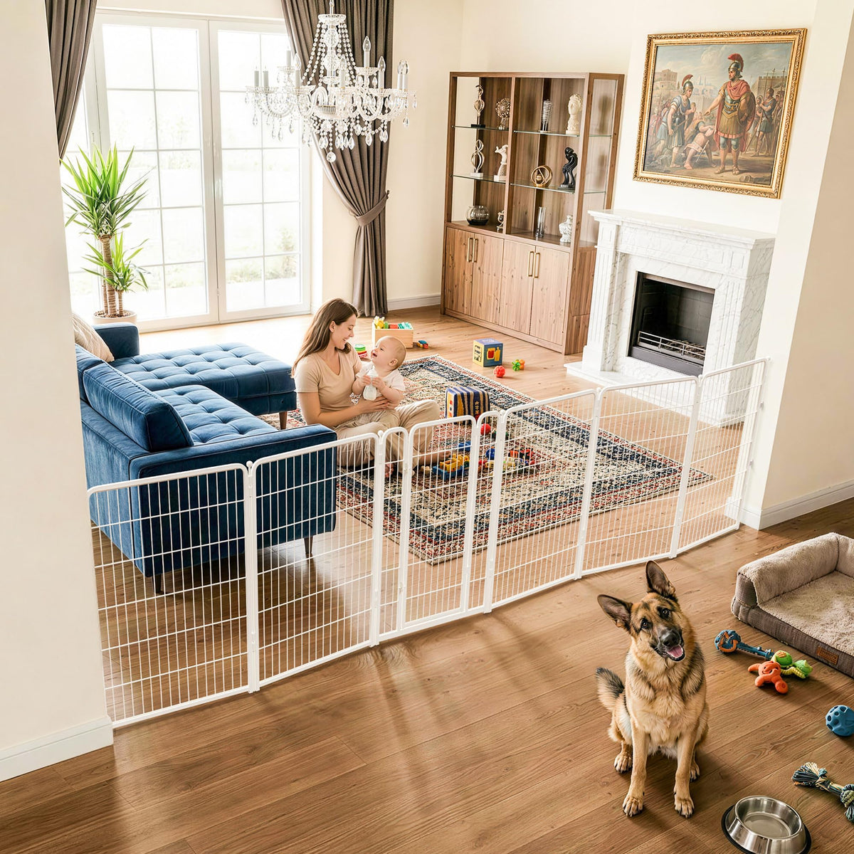 FXW Dog Gate, Extra Wide Adjustable for Openings Up to 165", 32" H