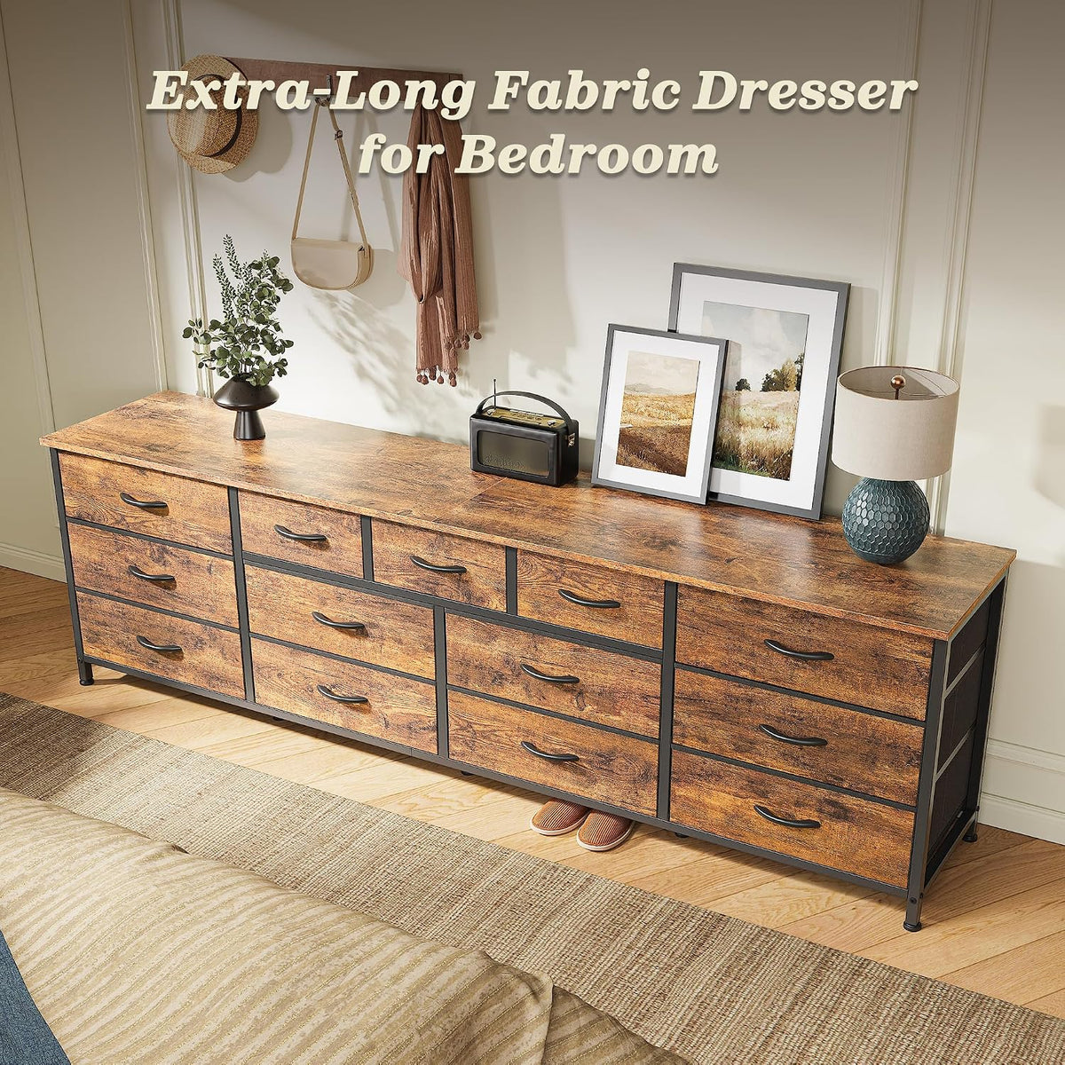 Huuger 70 Inch Long Dresser for Bedroom, TV Stand for 65, 75, 80 Inch TV