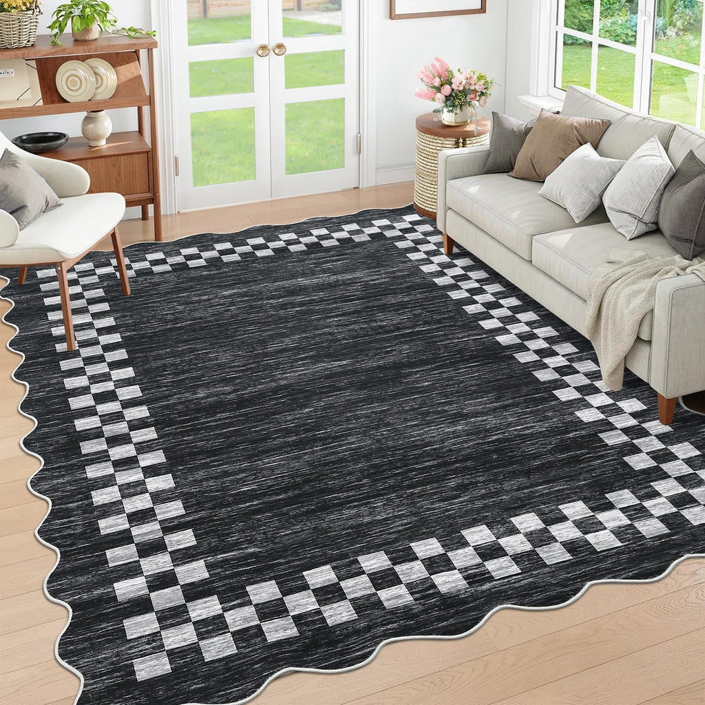 GarveeHome 5x7 Washable Area Rug Checkered Rug for Bedroom Living Room
