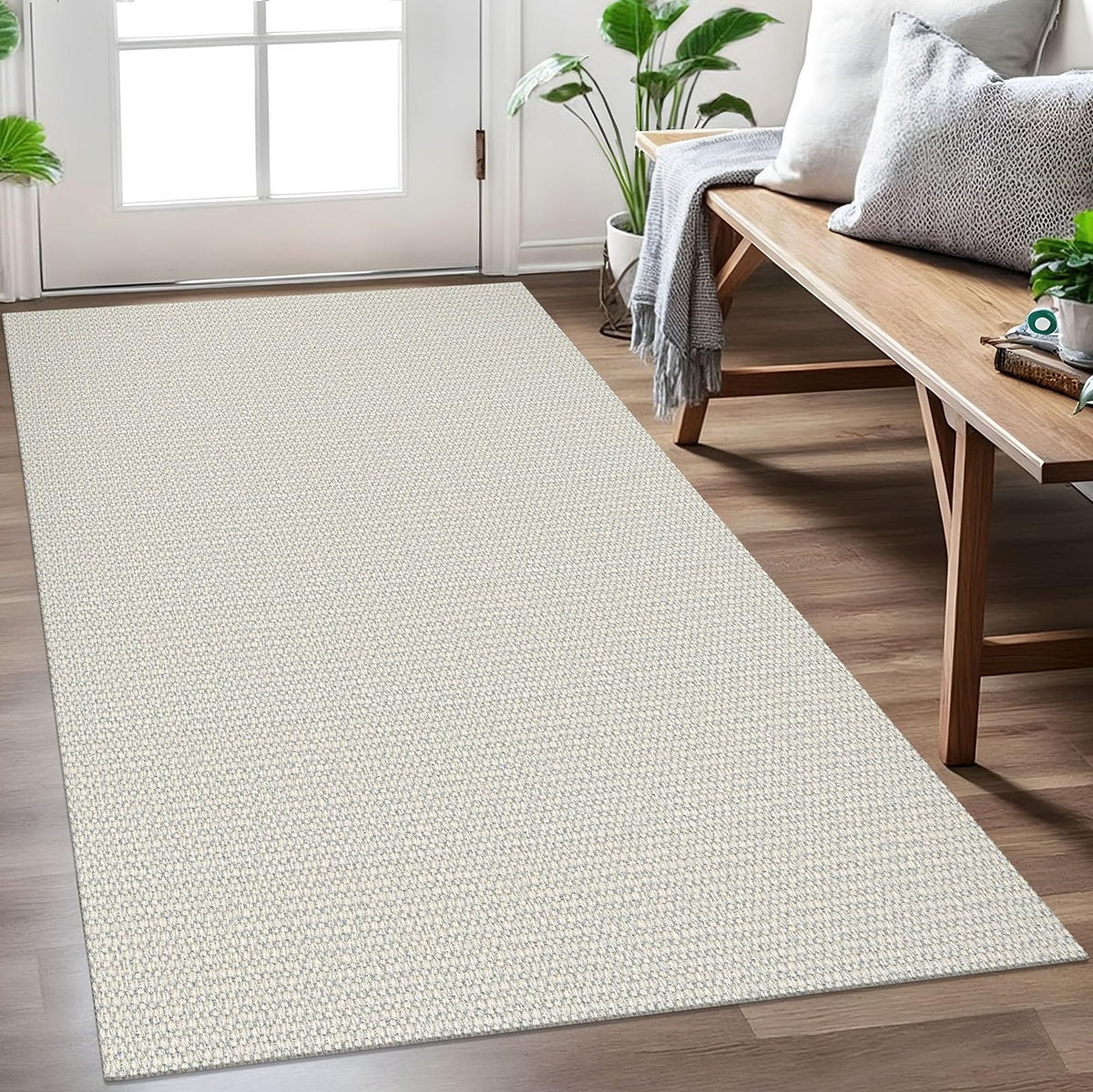EARTHALL Washable Area Rug, Non Slip Living Room Rug, 5x7 Ft, Sand/Beige