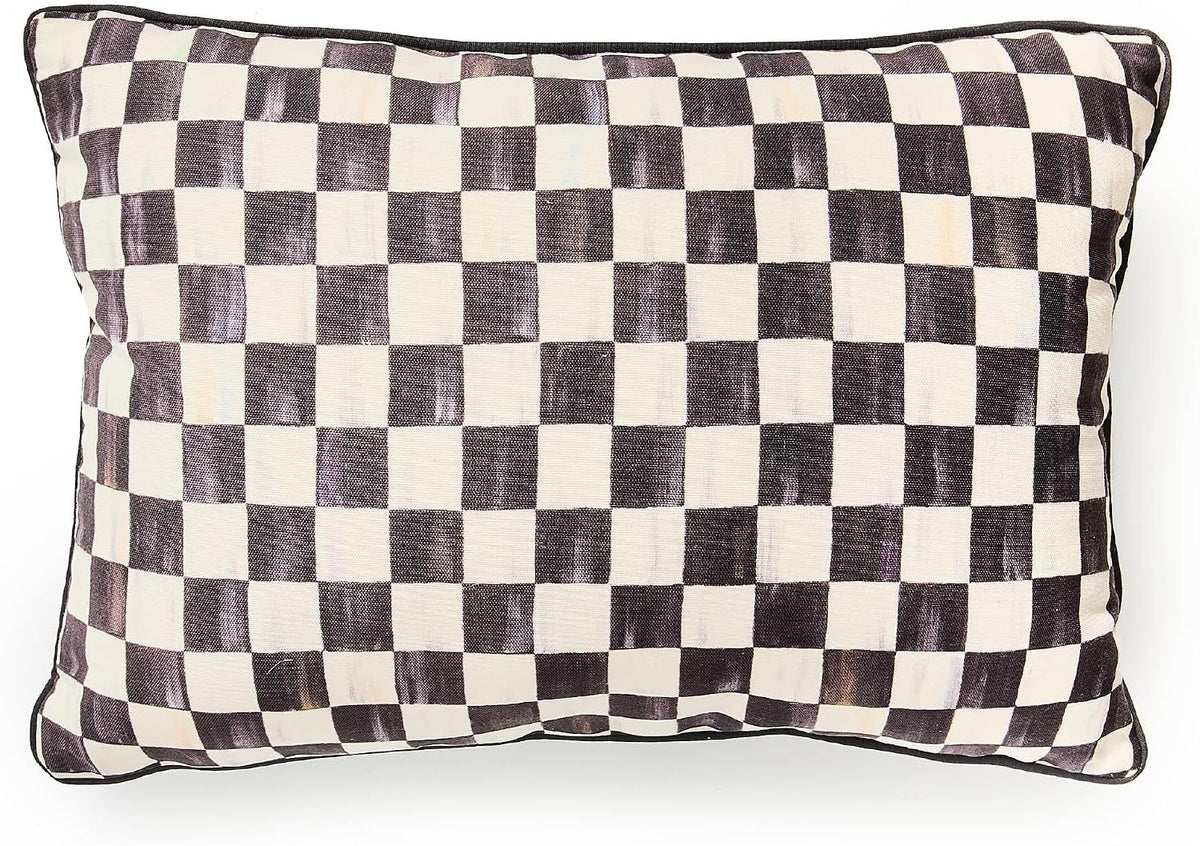 MACKENZIE-CHILDS Lumbar Throw Pillow, 20x20, Black-and-White Courtly Check