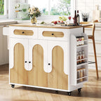 IRONCK 41.3" Kitchen Island Cart with Drop Leaf & Side Shelves, White