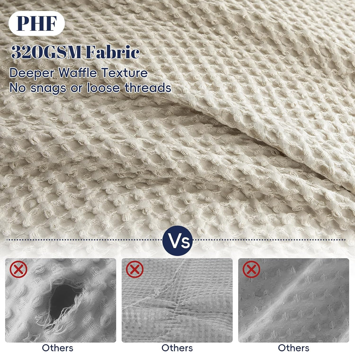 PHF Waffle Duvet Cover California King, Soft & Breathable, 104"x98", Linen