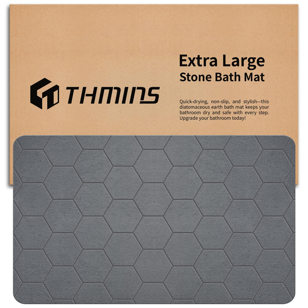 THMINS Extra Large Stone Bath Mat, 36''x24'' Stone Shower Mat