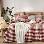 BESTOUCH Cotton Solid Duvet Cover Set Linen Feel Cornflower Blue Queen