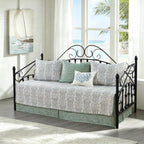 HESTIN 4Pcs Sky Blue Scallop Daybed Cover Set 75"x39" Petunia Embroidery