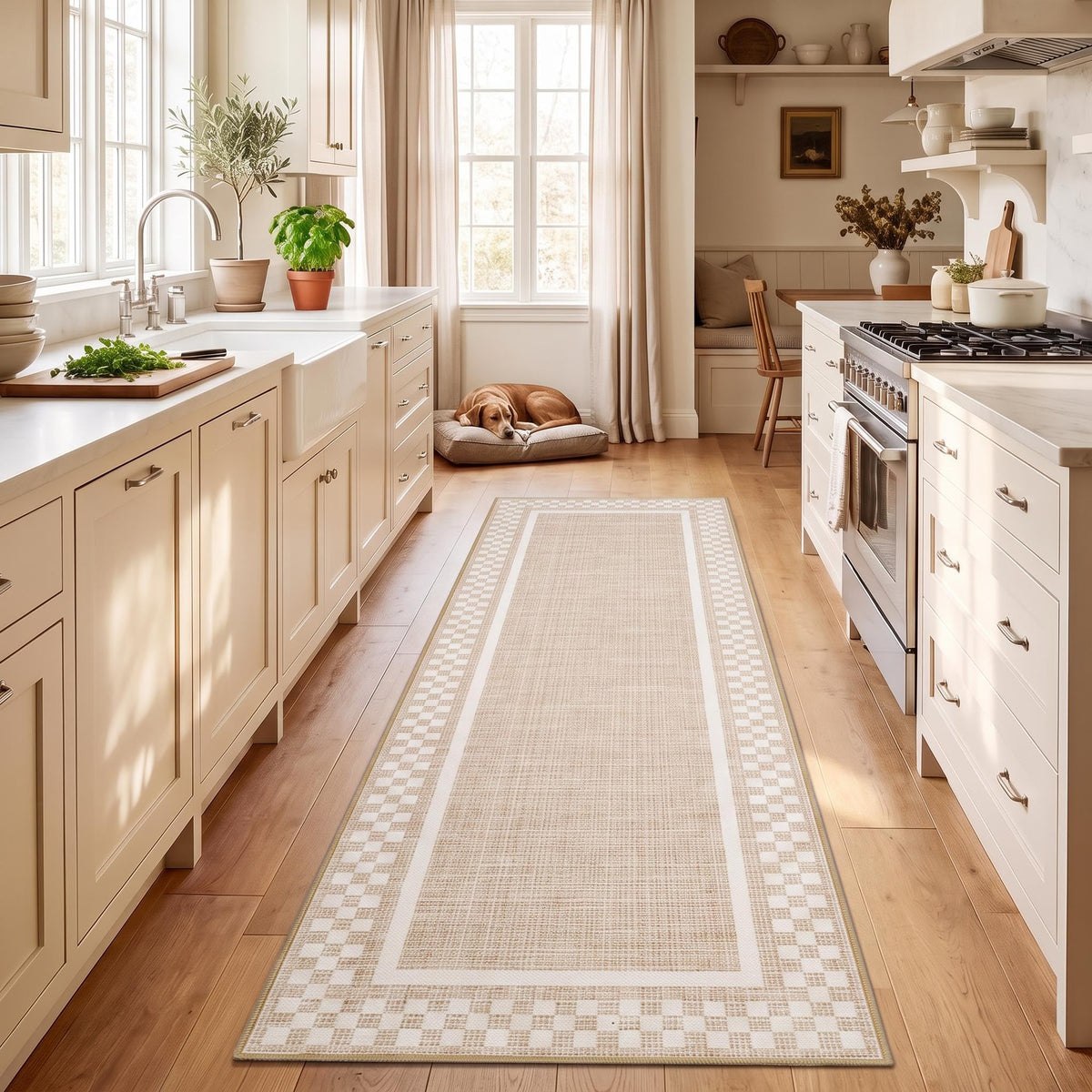 GarveeHome 5x7 Washable Area Rug Checkered Rug for Bedroom Living Room