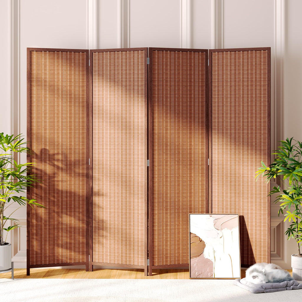 JOSTYLE 6 Panel Folding Privacy Screen 6ft Bamboo Freestanding Room Divider