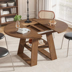 43.3"-59" Extendable Round Oval Dining Table for 4-8 with Storage Shelf