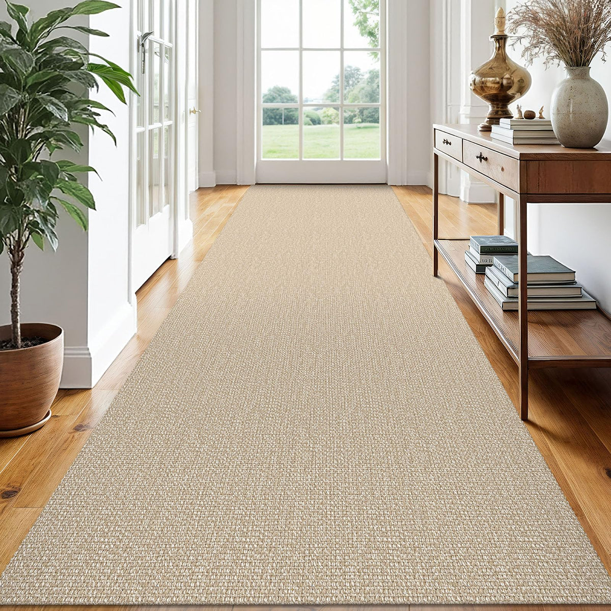 EARTHALL Washable Area Rug, Non Slip Living Room Rug, 5x7 Ft, Sand/Beige
