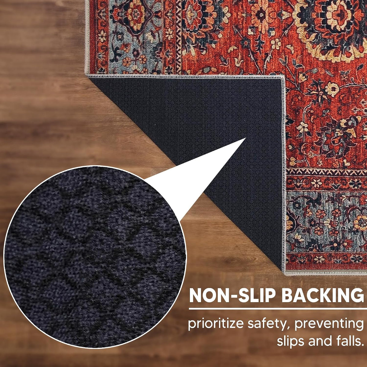 Keen Home Design Vintage Washable Entryway Rug, Non-Slip Low Pile, 3x5