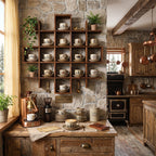 Suzile 5x5 Wall Shelf for Tea Cups Saucers, Rustic Wood Rack, Brown