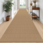 EARTHALL Woven Area Rugs 6x9 Ft Washable Living Room Rugs Non Slip Rubber Backed Dining Room Rug Braided Bedroom Rugs Indoor Floor Carpet for Living Room, Bedroom, Dining Room, Beige/Ivory