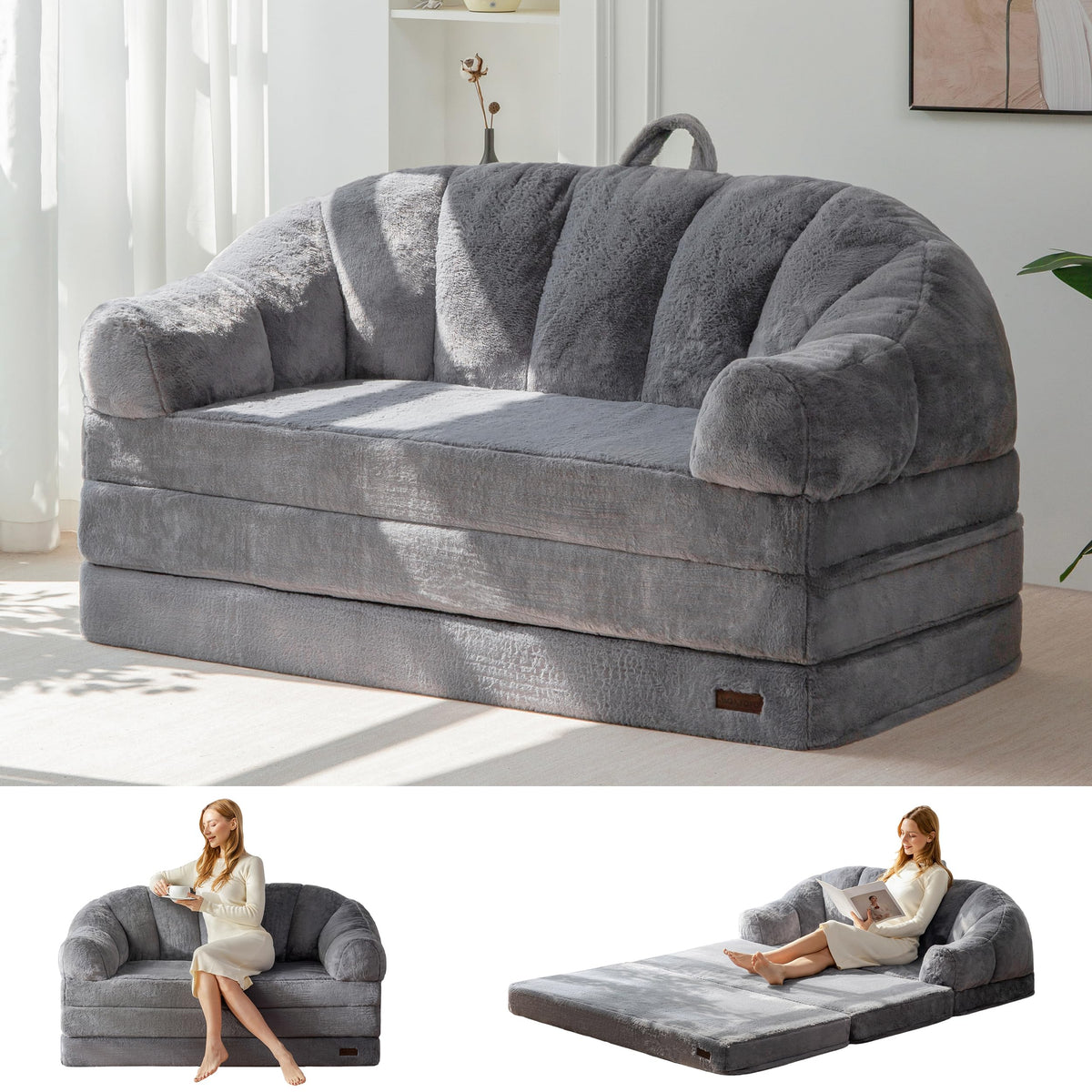 MAXYOYO Folding Sofa Bed, 2 in 1 Convertible Sofa to Lounger