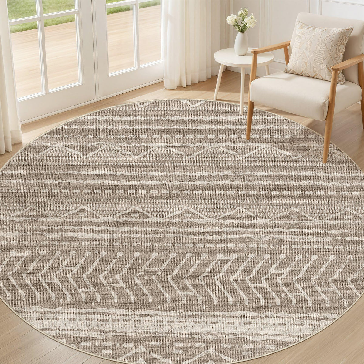 Nakagishi Boho 8x10 Area Rug Living Room Rugs Machine Washable Beige