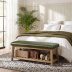 Zihanhome Entryway Shoe Bench, End of Bed Bench,Upholstered Bench(Beige)