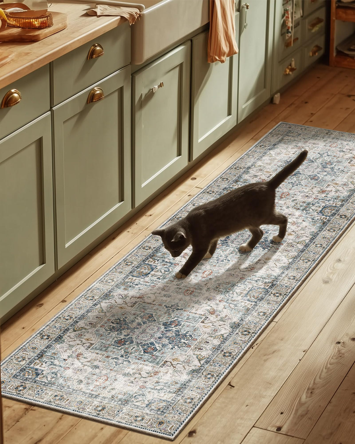 Washable Area Rugs for Living Room: 9x12 Bedroom Rug Boho Vintage Area Rug Stain Resistant Non Slip Low Pile Lightweight Soft Carpets for Dining Room Kitchen Nursery Kids Room Playroom Home Office