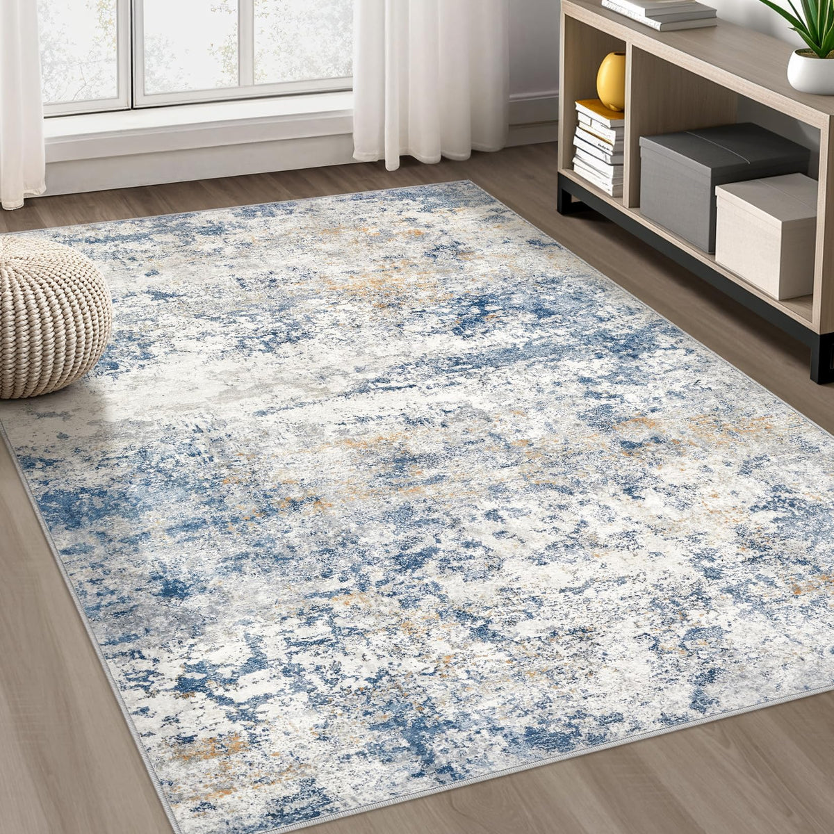 DMOYEST Area Rug Living Room Rugs 9x12 Washable Abstract Grey Carpet