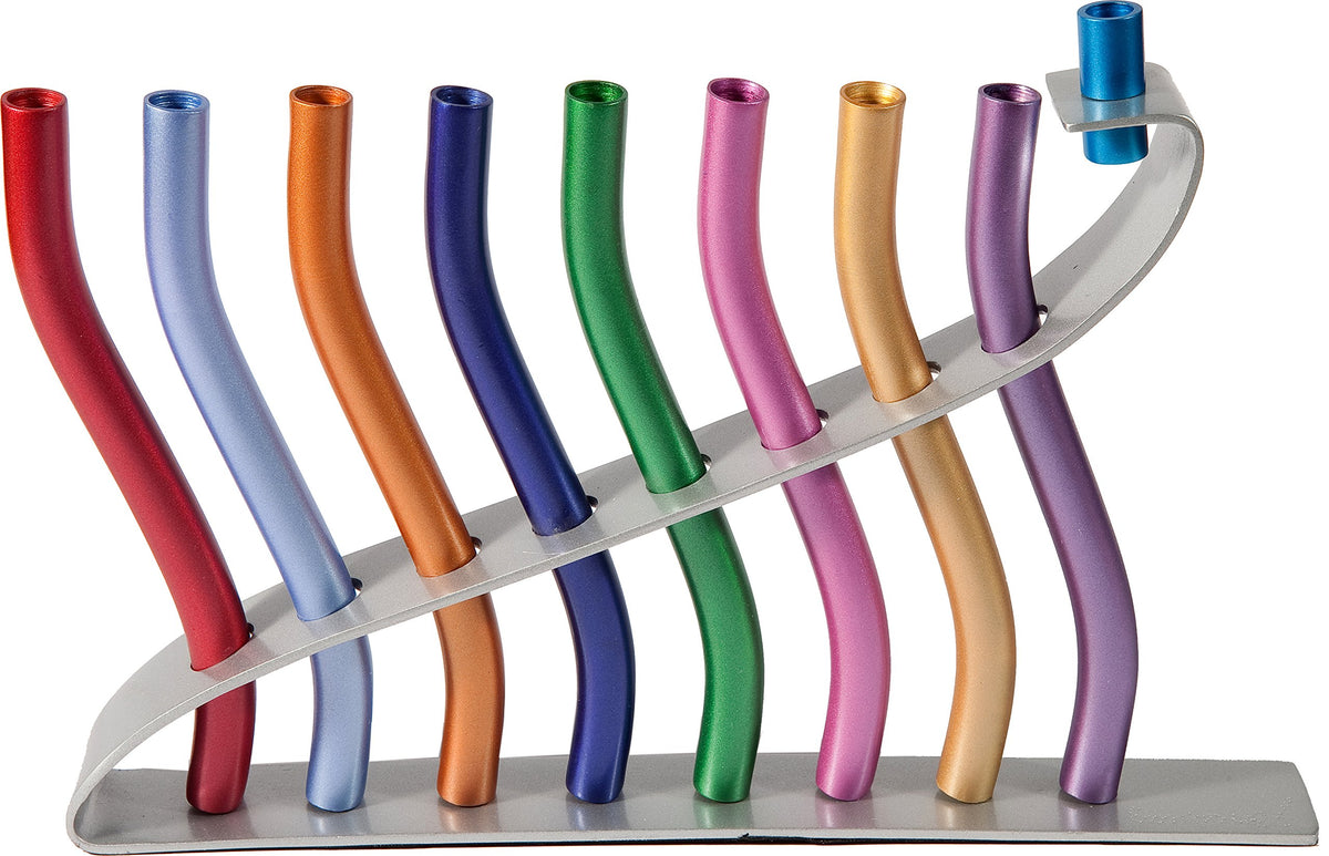 Majestic Giftware Silver-Plated Chanukah Oil Menorah (MN-HA17019B) | Fits Standard Chanukah Oil Cups and Large Candles | Durable & Long-Lasting Quality | Hanukkah Menorah - 3” High