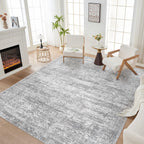 DMOYEST Area Rug Living Room Rugs 9x12 Washable Abstract Grey Carpet