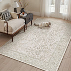 PureCozy Blue 6x6 Round Area Rug Vintage Washable Carpet Non Slip