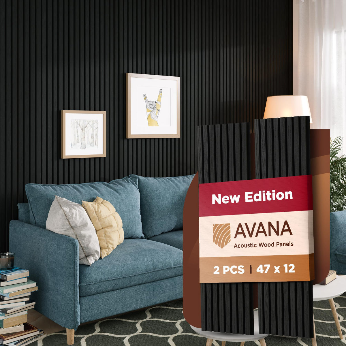 Avana Acoustic Wood Wall Panels – 93.2x11.25 Inch Panels – Fits 94x12 Layout – Rustic Walnut Acoustic Panels 4 PCs –Wall Panels For Interior Wall Decor For Homes, Offices – Durable Wood Panel For Wall