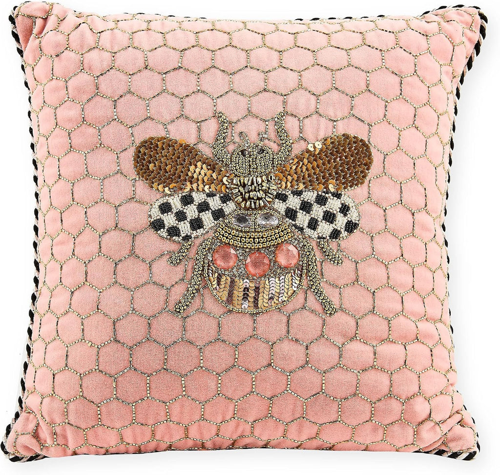 MACKENZIE-CHILDS Throw Pillow, 18x12, Queen Bee Pink
